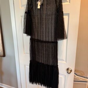 Anthropologie Black Tiered Bell Sleeve Gown